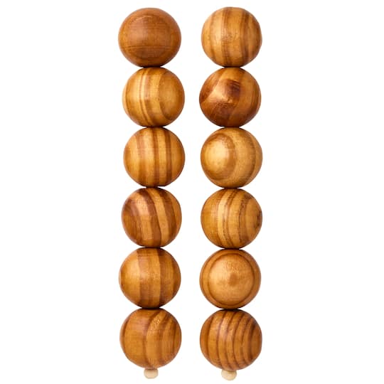 Natural Wooden Round Beads, 25mm by Bead Landing™